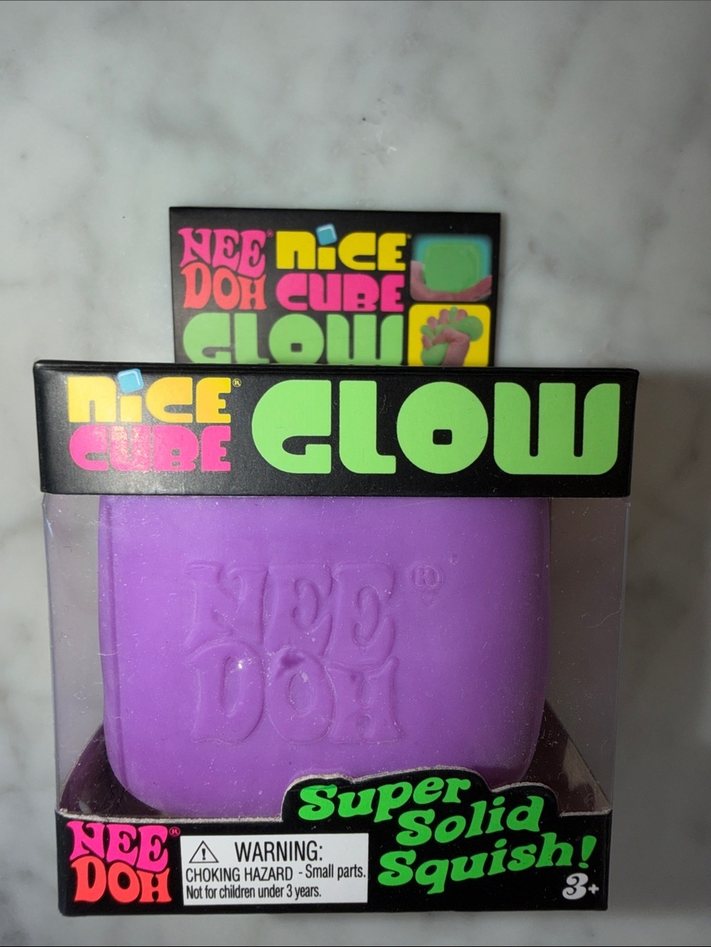 NWT VIRAL Nee Doh Nice Cube Glow - Purple Squish Toy